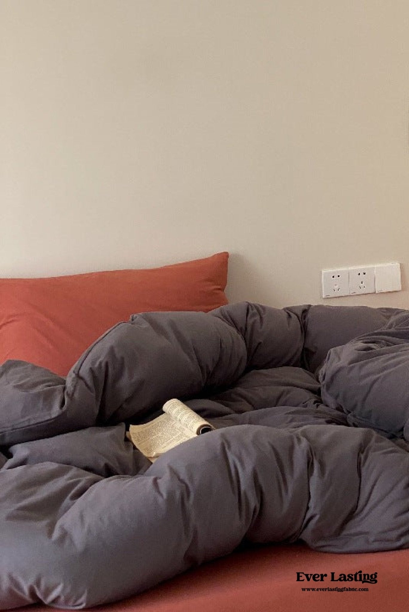 Mixed Color Warm Tone Jersey Knit Bedding Set / Gray Red - Ever Lasting