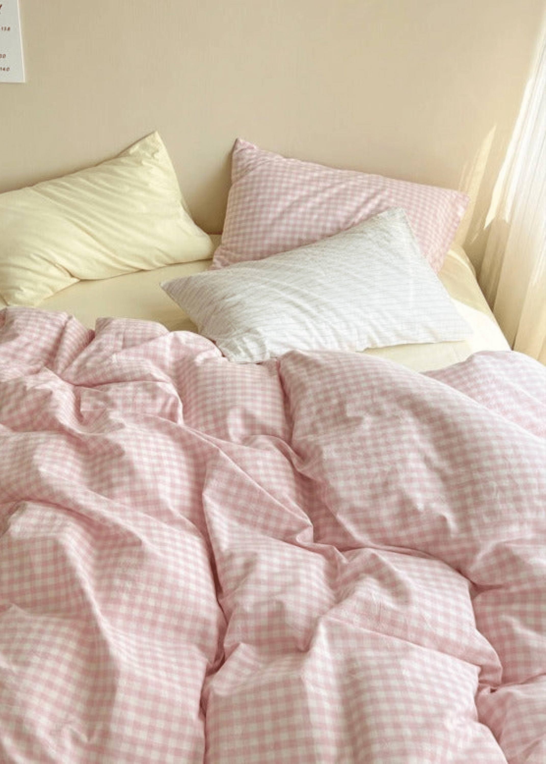 - Ever Lasting - Mixed Gingham Bedding Set / Pink + Yellow - Bedding Set - Ever Lasting