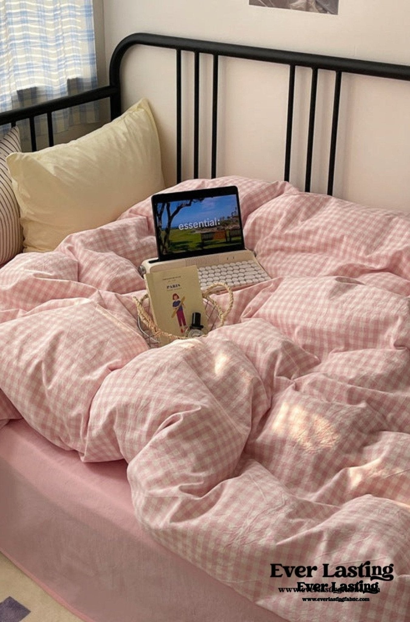 Mixed Gingham Striped Bedding Set / Blue - Ever Lasting