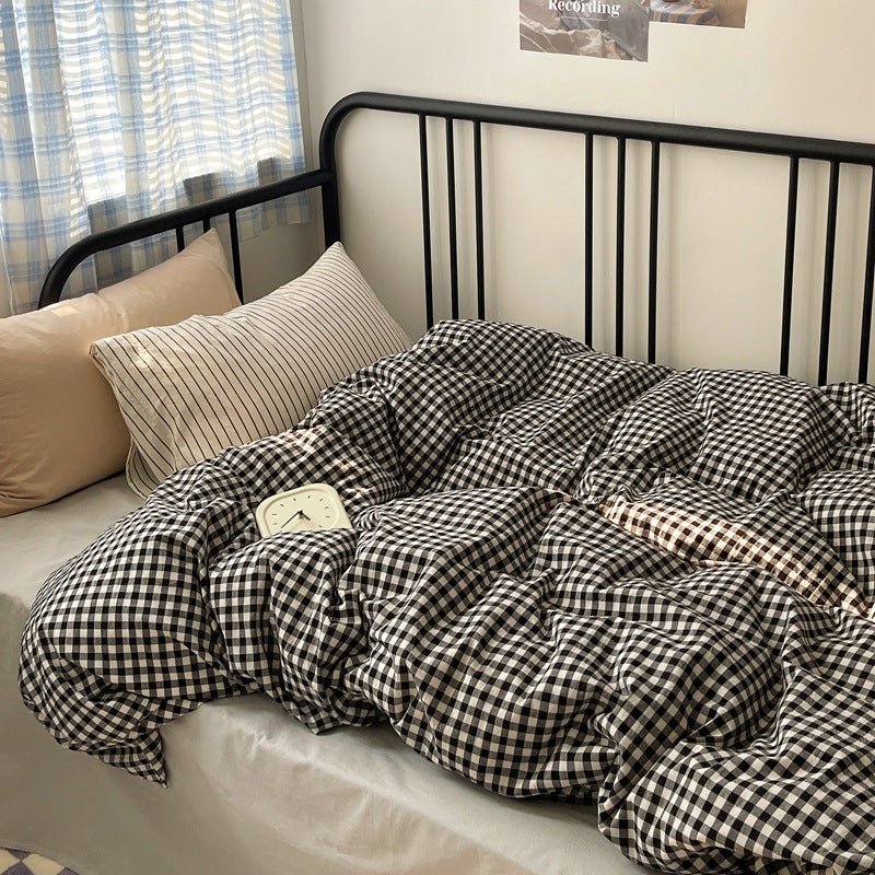 - Ever Lasting - Mixed Gingham Striped Bedding Set / Blue Yellow - Bedding Set - Ever Lasting