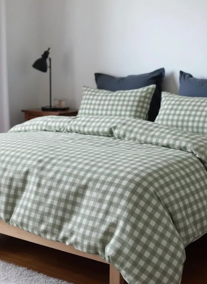- Ever Lasting - Mixed Gingham Striped Bedding Set / Mint Green - Bedding Set - Ever Lasting