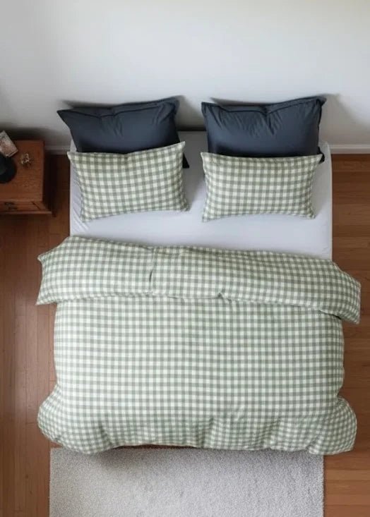 - Ever Lasting - Mixed Gingham Striped Bedding Set / Mint Green - Bedding Set - Ever Lasting