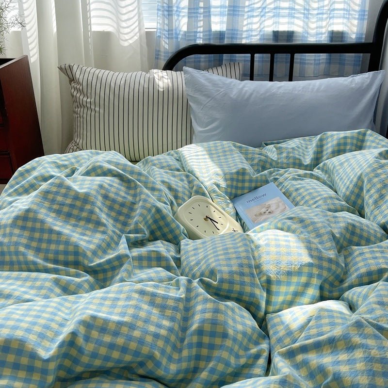 - Ever Lasting - Mixed Gingham Striped Bedding Set / Mint Green - Bedding Set - Ever Lasting