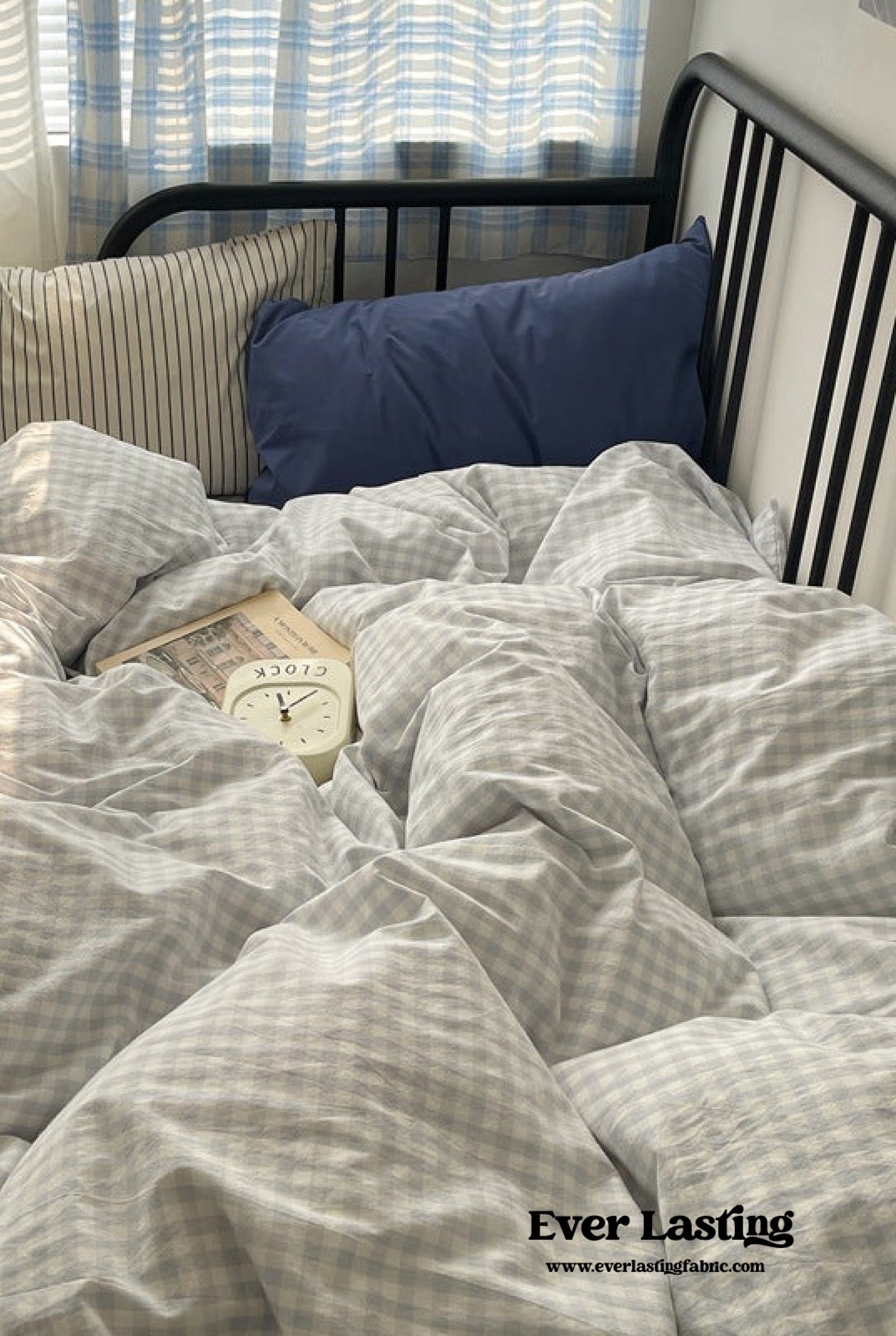 - Ever Lasting - Mixed Gingham Striped Bedding Set / Purple Pink - Bedding Set - Ever Lasting