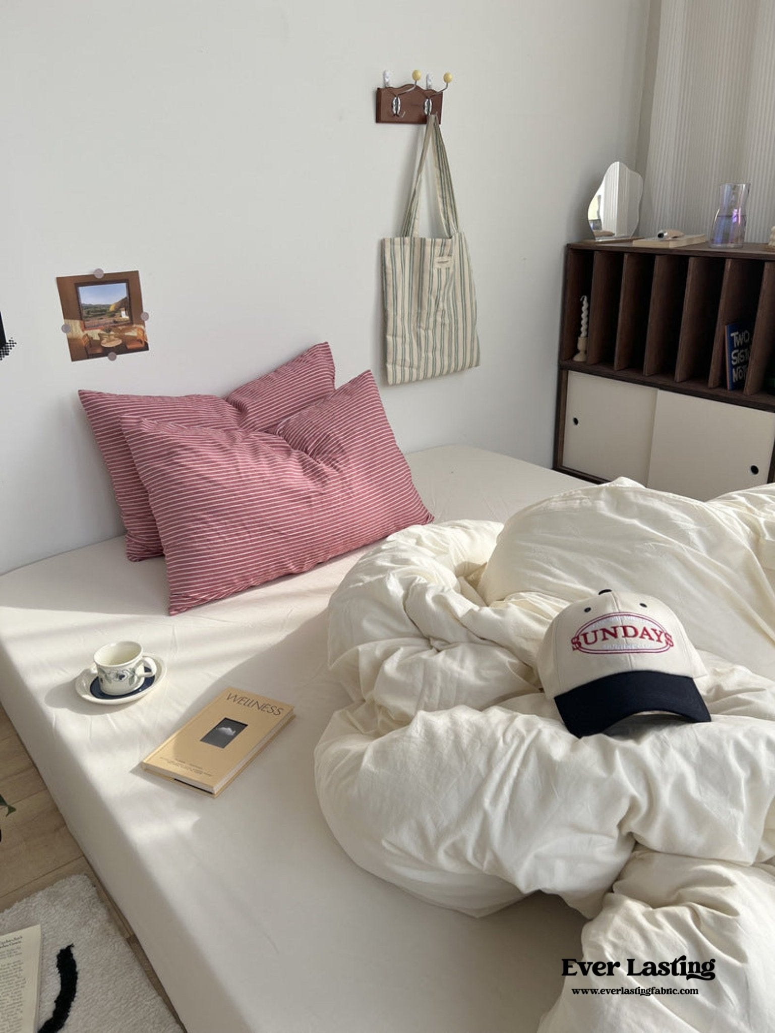 Mixed Stripe Washed Cotton Bedding Set / Blue + Cream - Ever Lasting