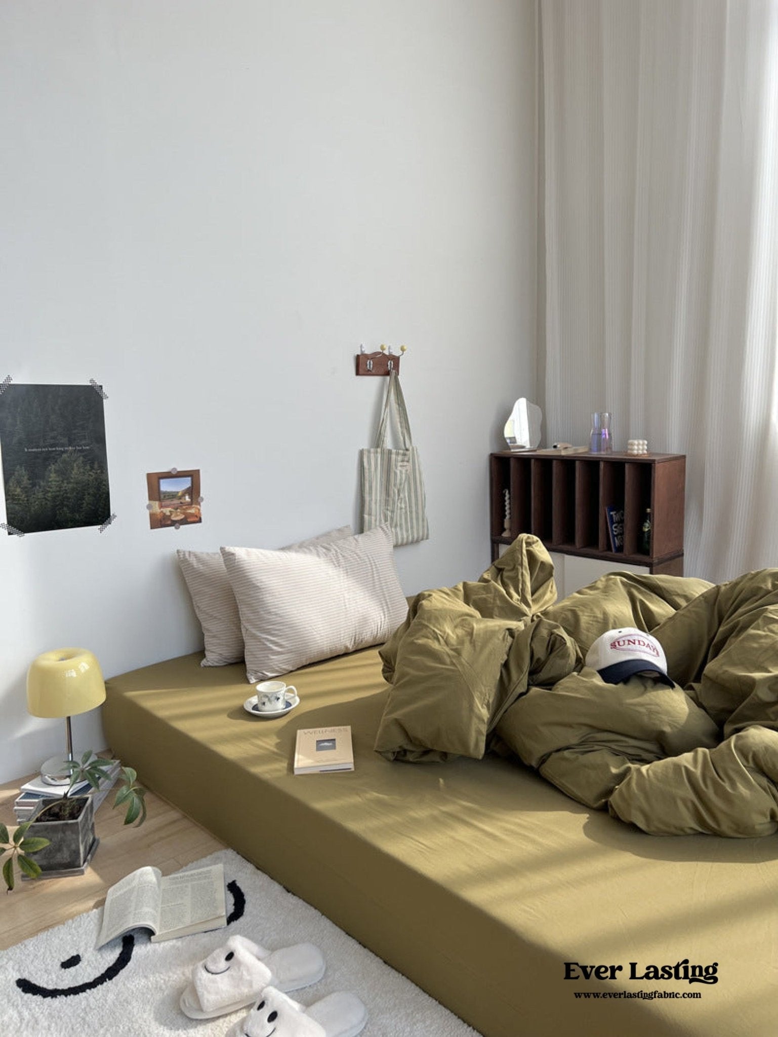 Mixed Stripe Washed Cotton Bedding Set / White + Red - Ever Lasting