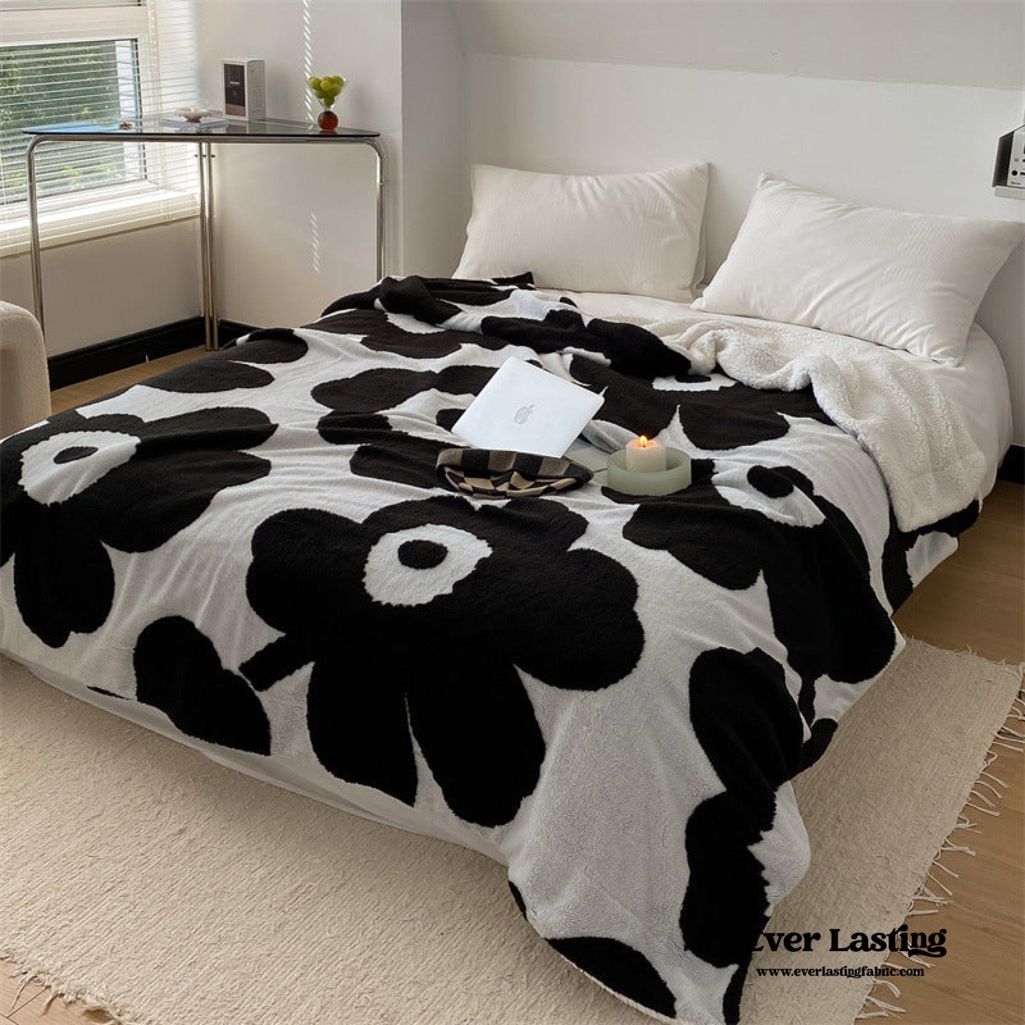 Mixed Velvet Wool Jacquard Floral Blanket (6 Colors) - Ever Lasting