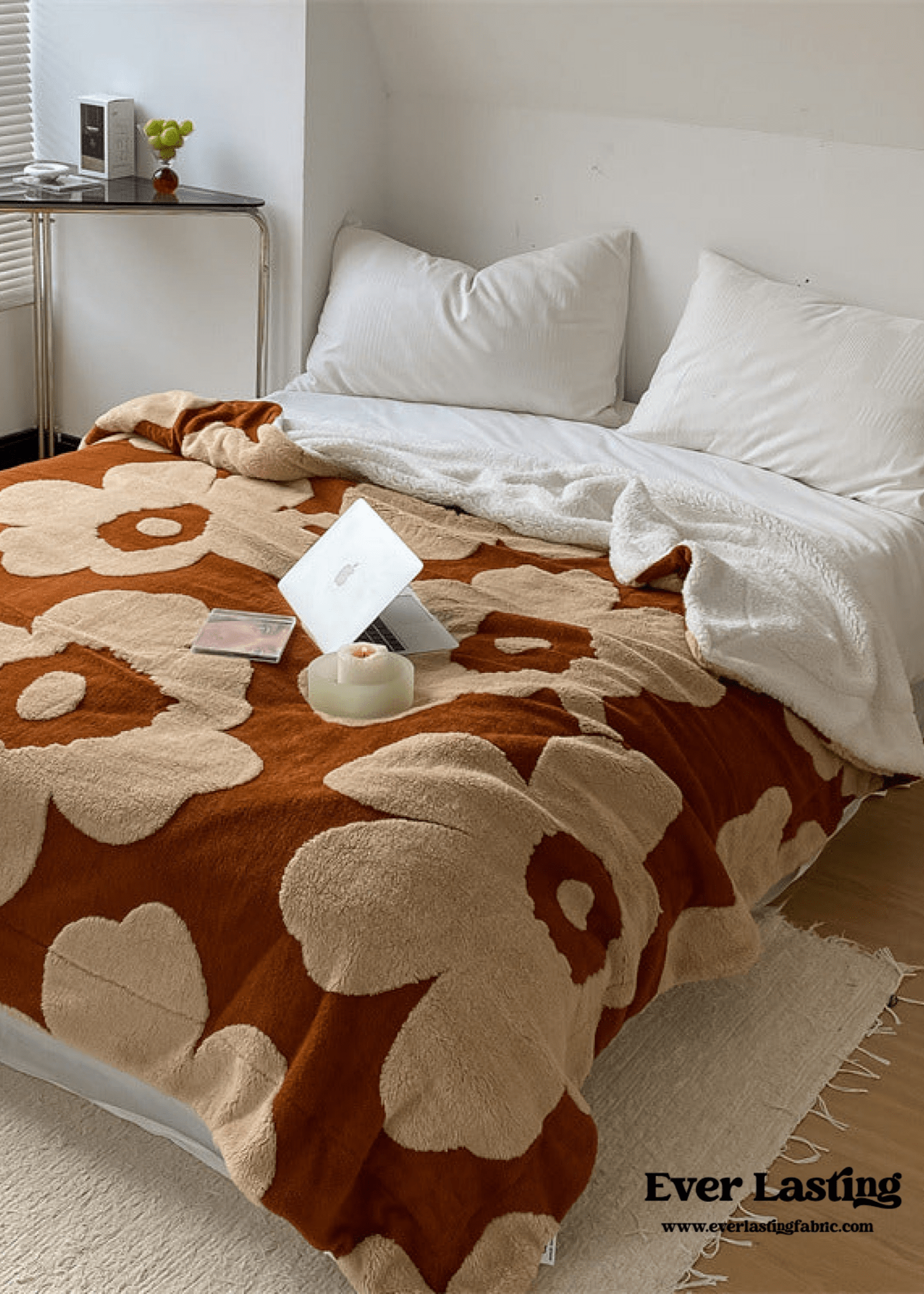 Mixed Velvet Wool Jacquard Floral Blanket (6 Colors) - Ever Lasting