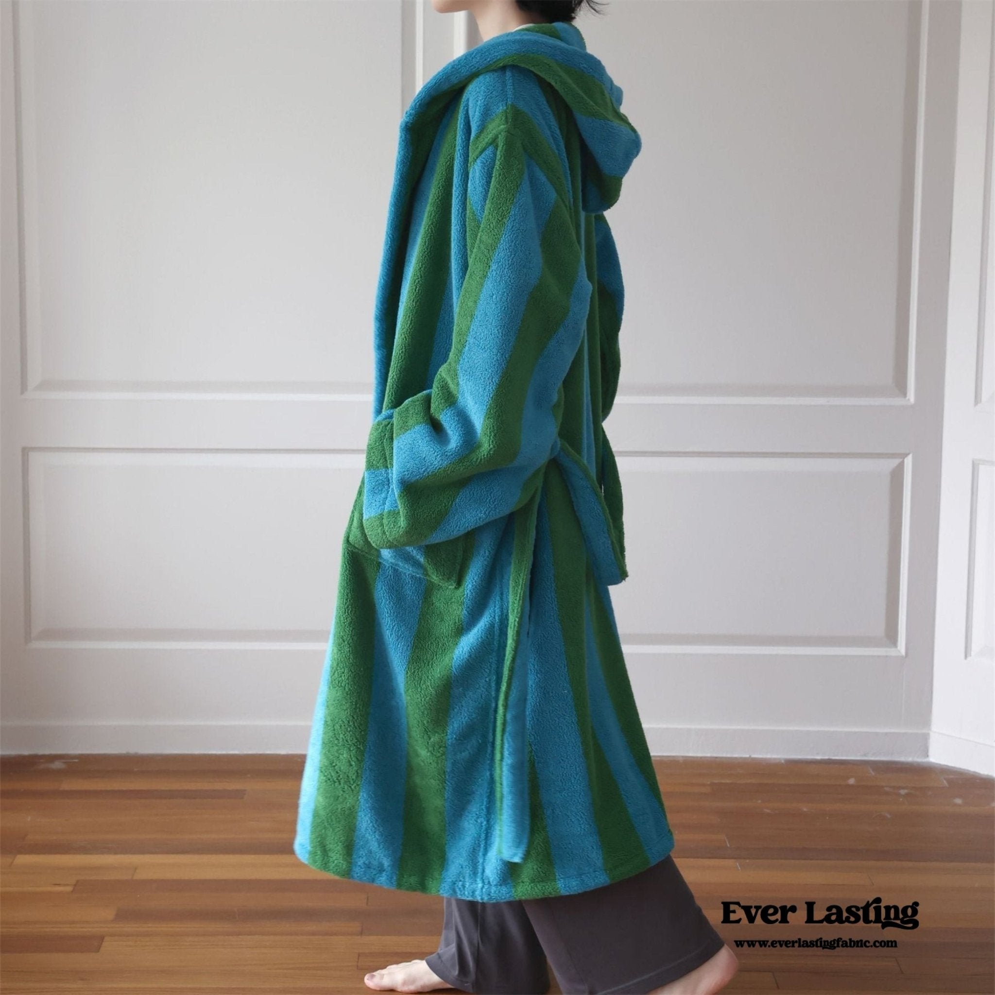 Modern Striped Cotton Bathrobe Set / Pink - Ever Lasting