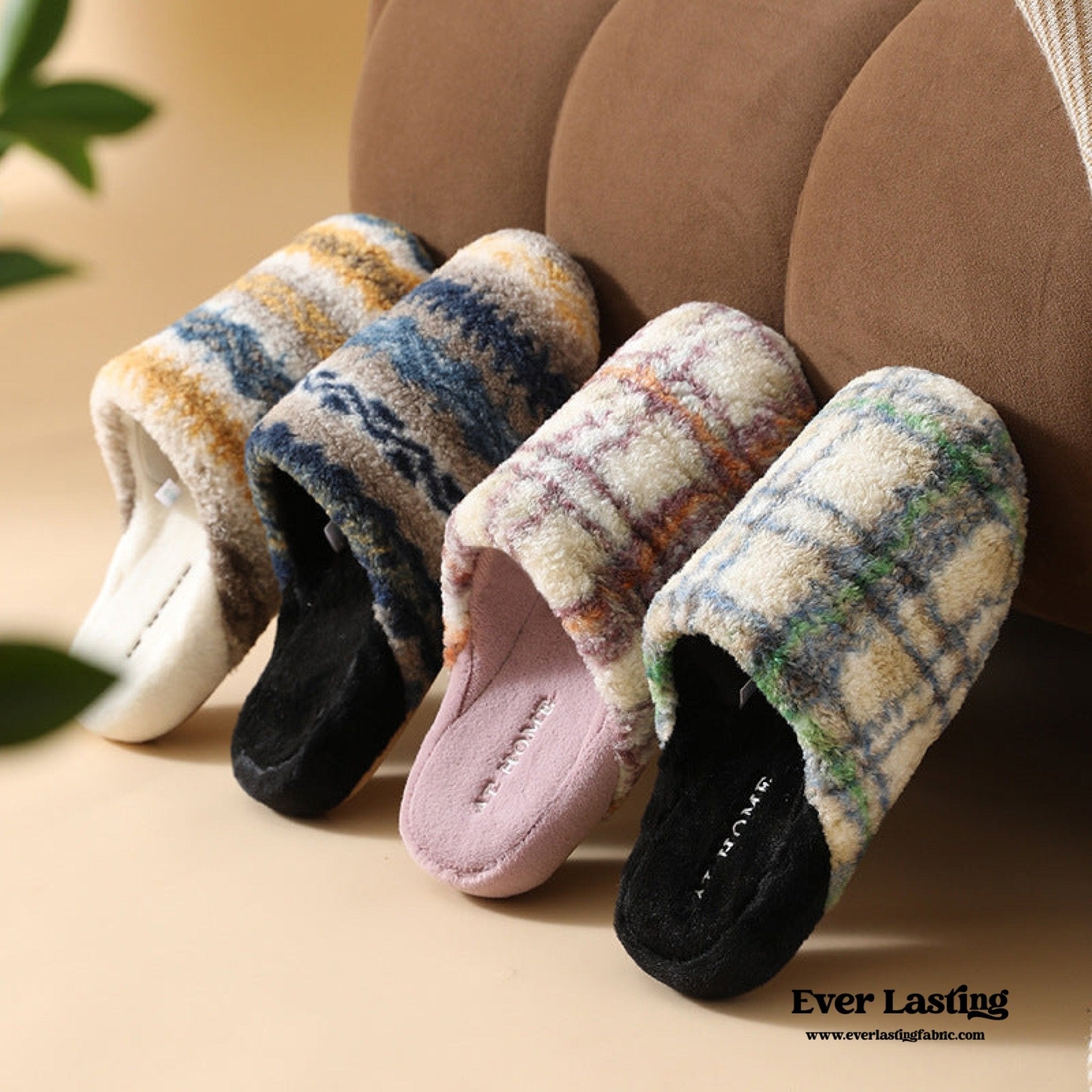Modern Warm House Slippers / Blue Striped - Ever Lasting