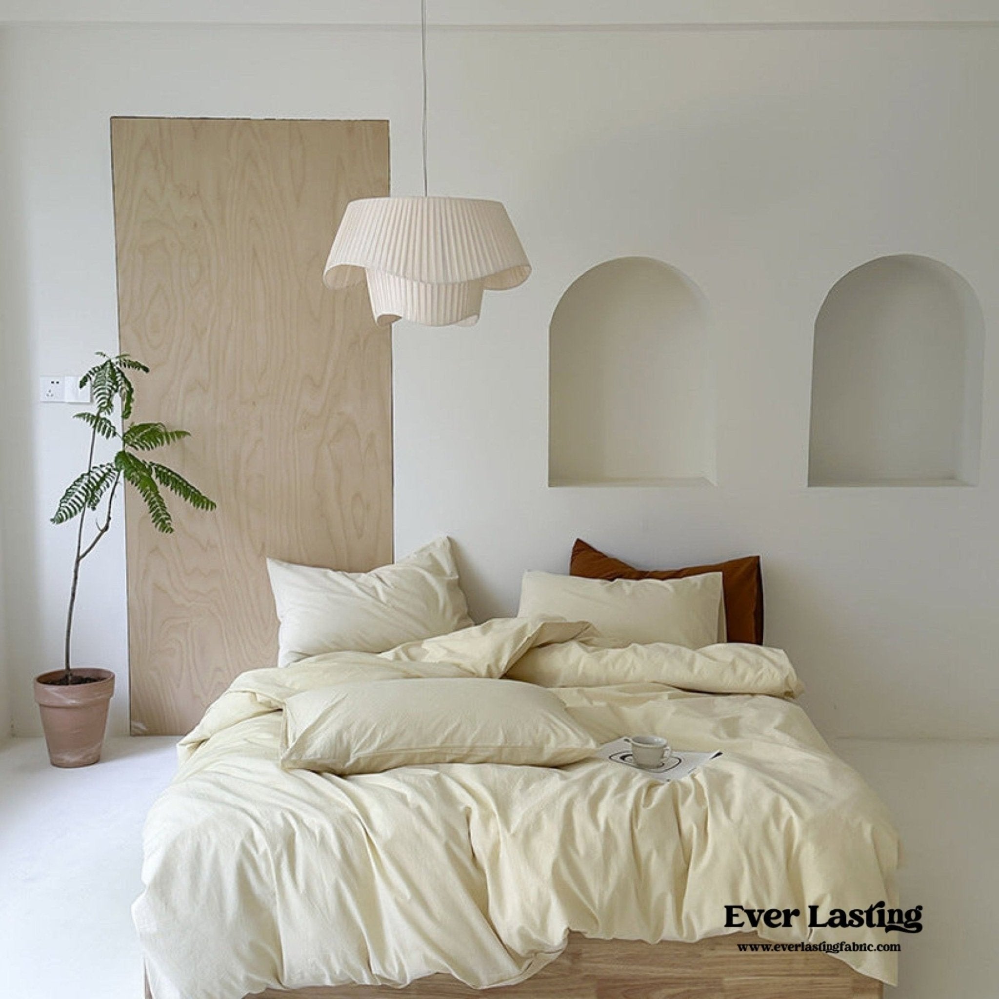 Modern Washed Cotton Bedding Set / Maple Red - Ever Lasting