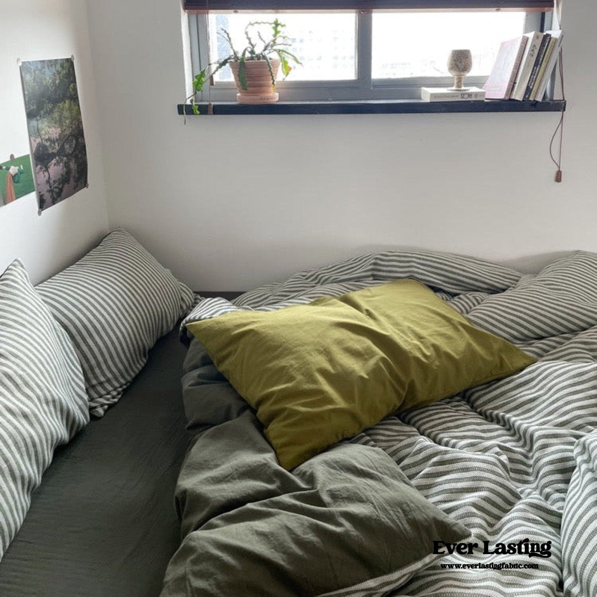 Moss Green Striped Jacquard Bedding Set - Ever Lasting