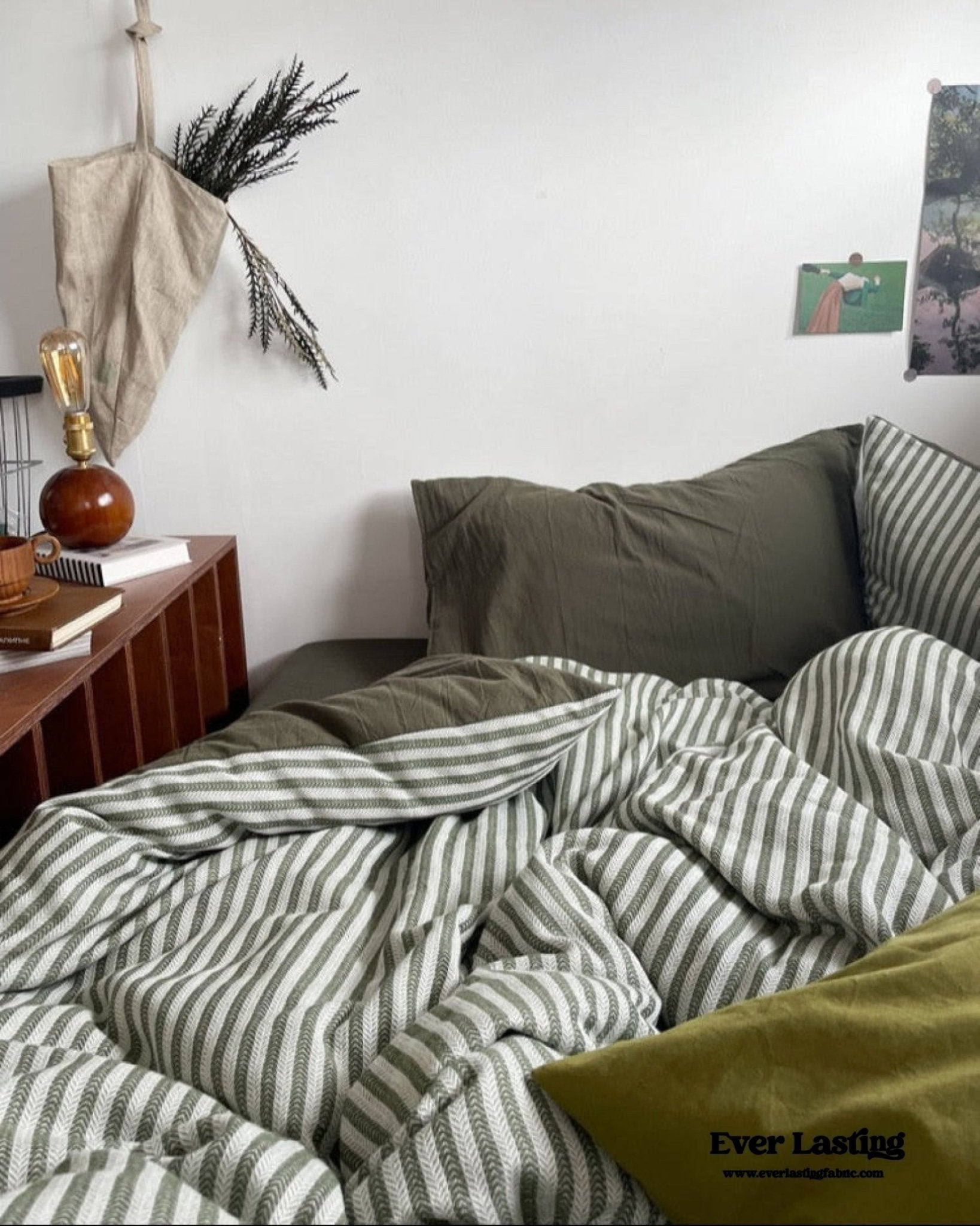 Moss Green Striped Jacquard Bedding Set - Ever Lasting