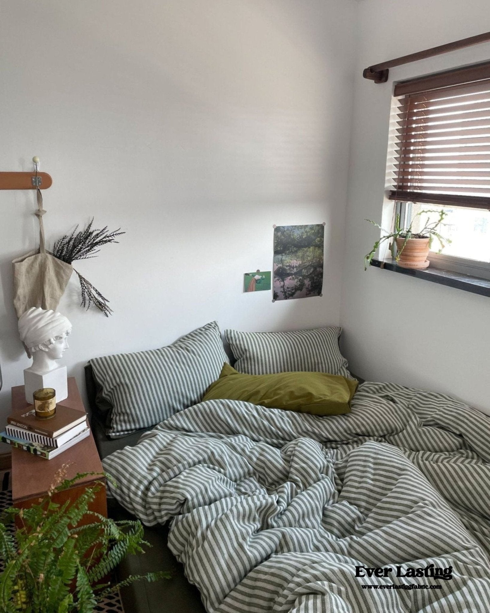 Moss Green Striped Jacquard Bedding Set - Ever Lasting