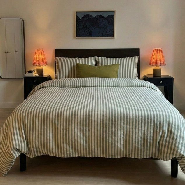 - Ever Lasting - Moss Green Striped Jacquard Bedding Set - Bedding Set - Ever Lasting