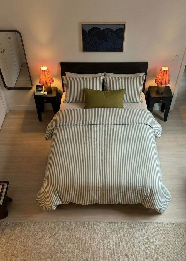 - Ever Lasting - Moss Green Striped Jacquard Bedding Set - Bedding Set - Ever Lasting