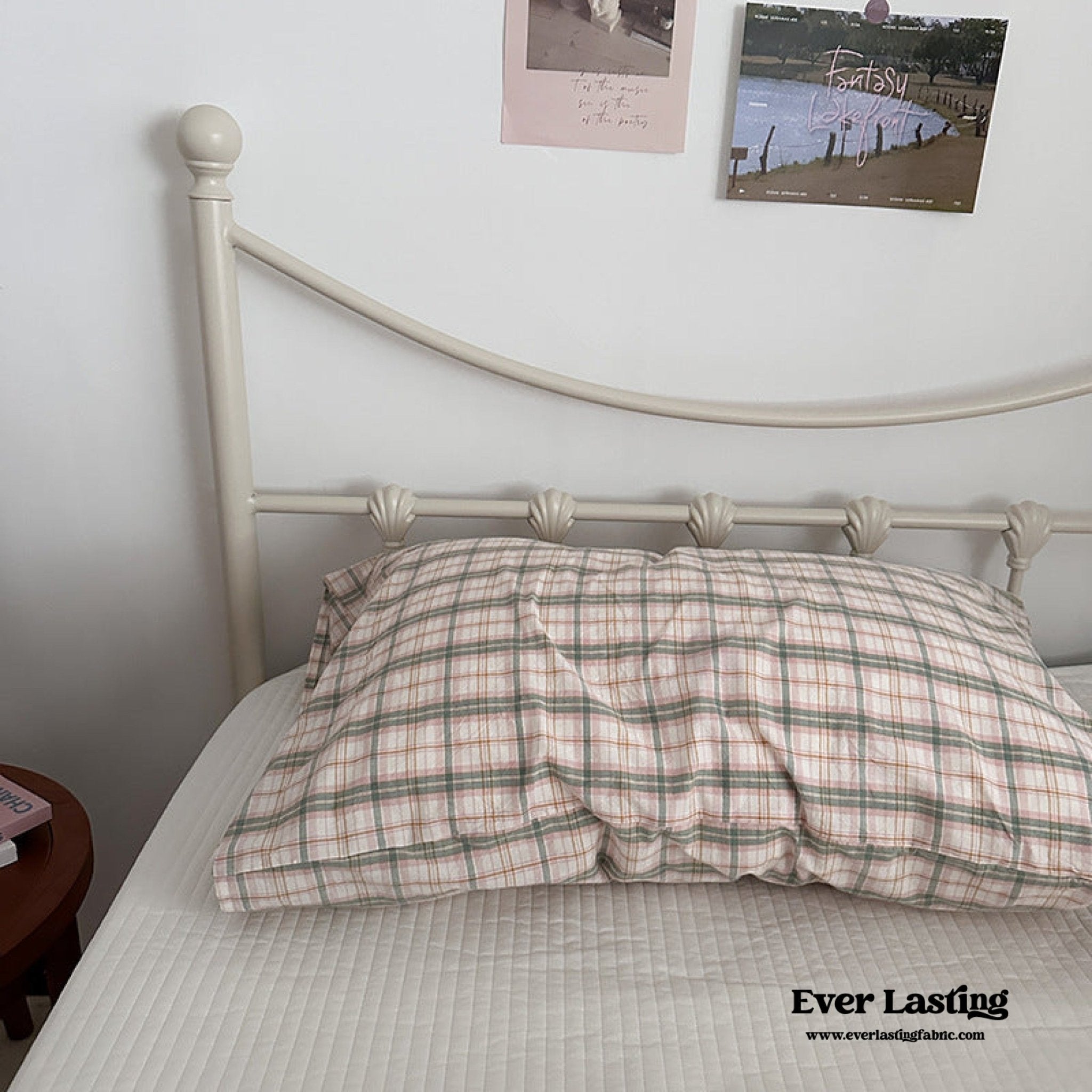 Muted Blush Cotton Pillowcase / Pink Striped - Ever Lasting