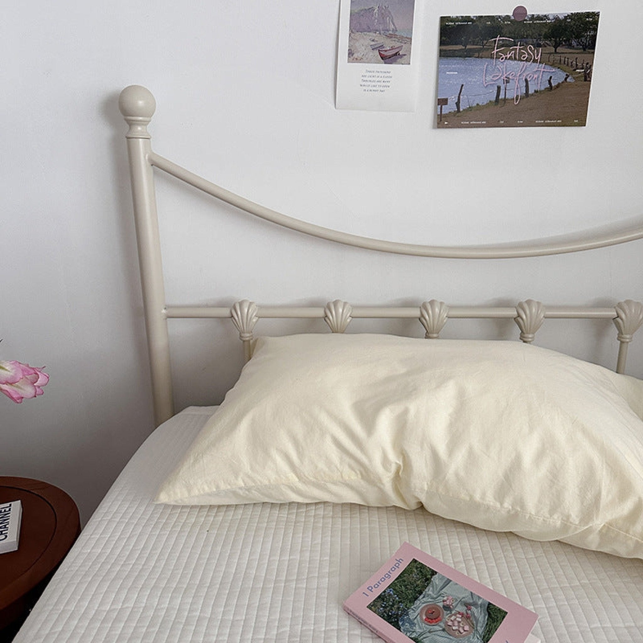 Muted Blush Cotton Pillowcase / Pink Striped - Ever Lasting