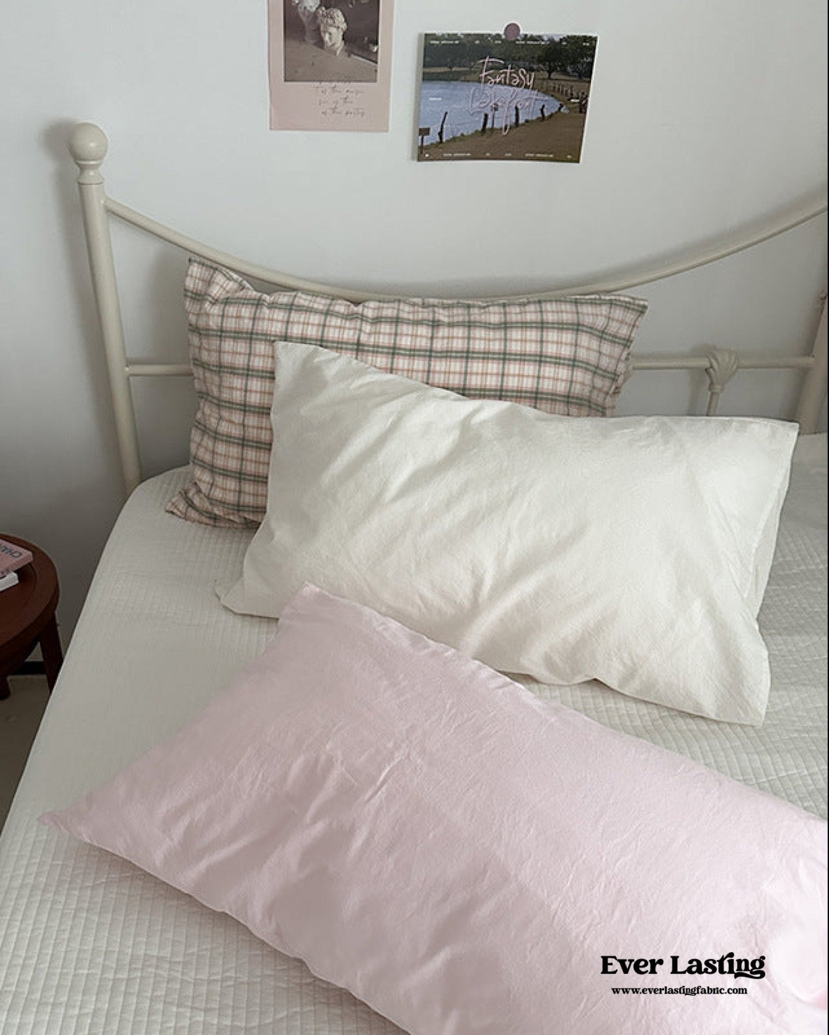 Muted Blush Cotton Pillowcase / Pink Striped - Ever Lasting