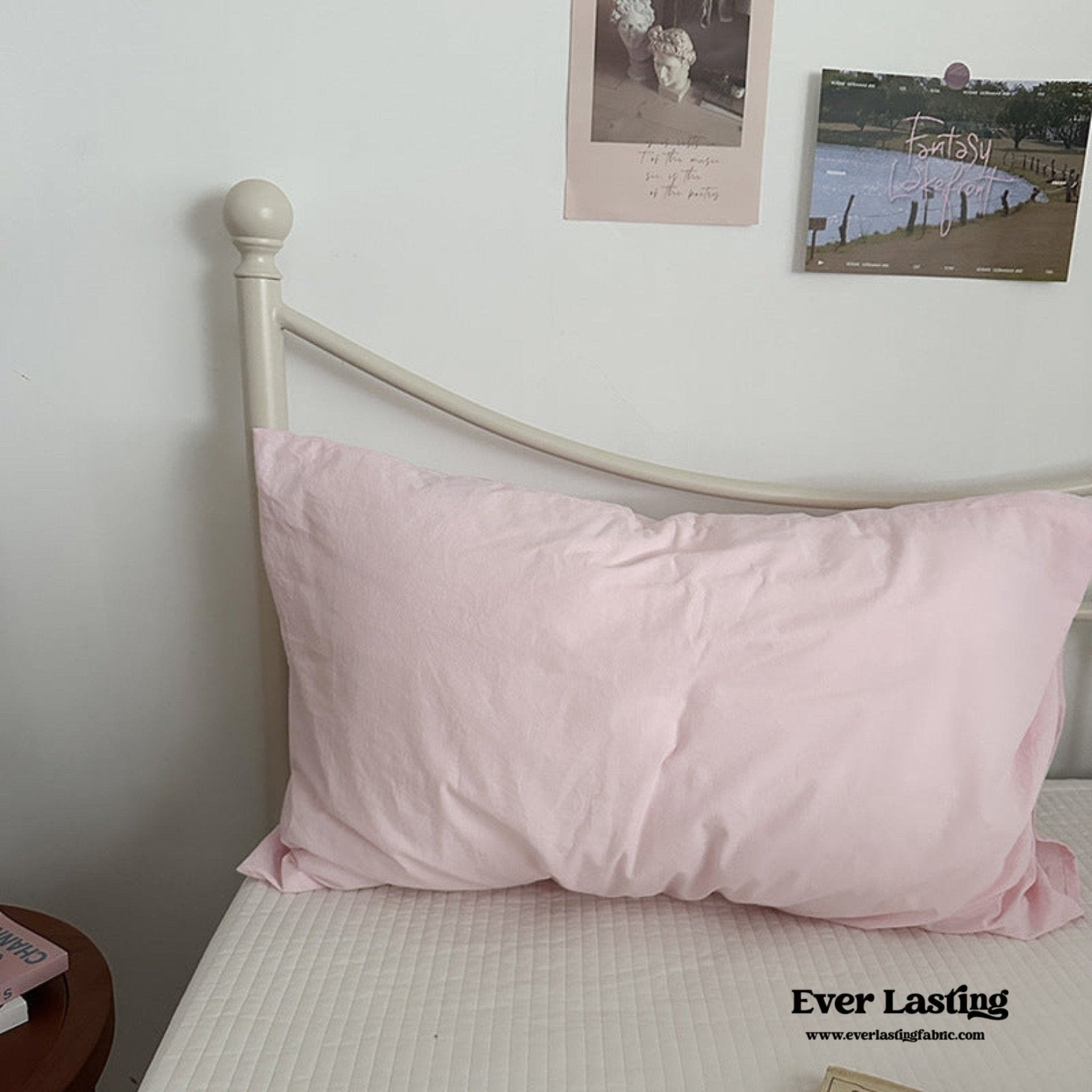 Muted Blush Cotton Pillowcase / Yellow - Ever Lasting