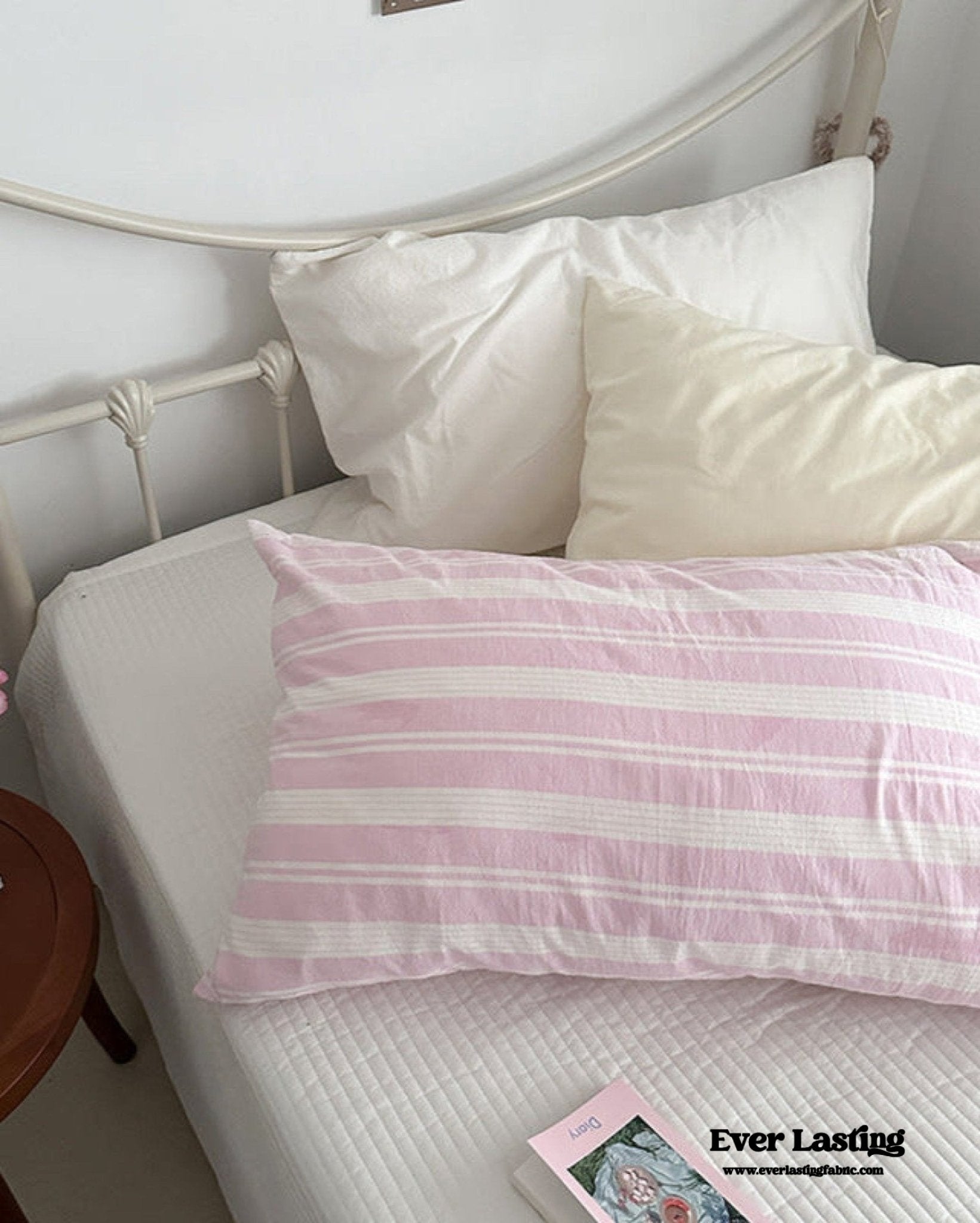 Muted Blush Cotton Pillowcase / Yellow - Ever Lasting
