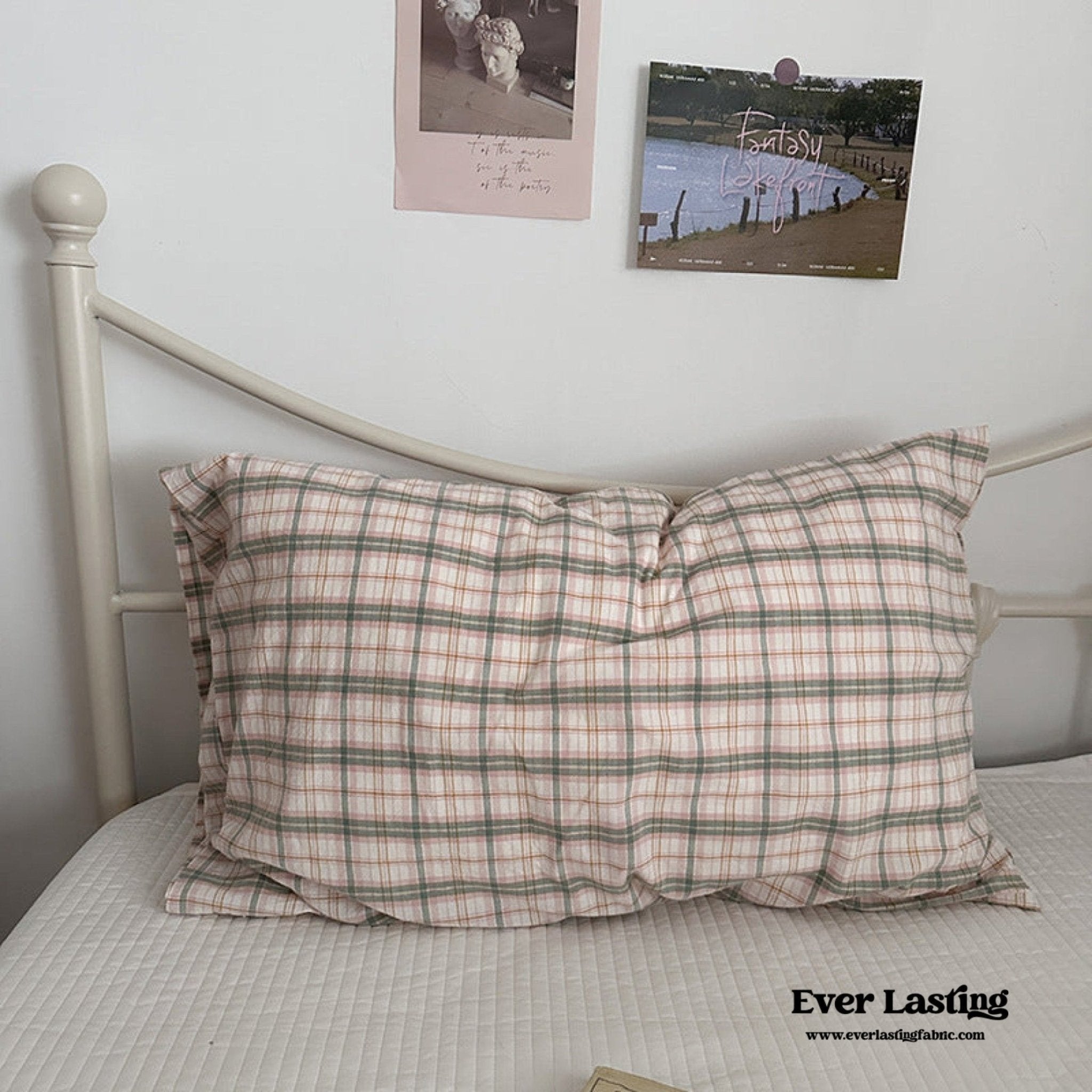 Muted Blush Cotton Pillowcase / Yellow - Ever Lasting