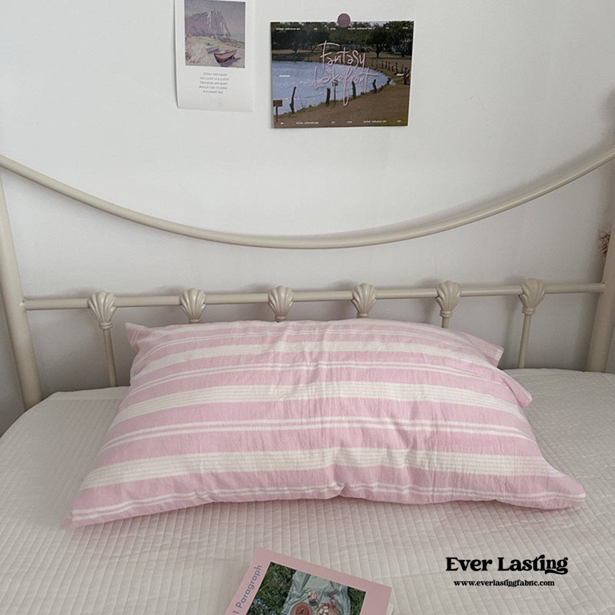 Muted Blush Cotton Pillowcase / Yellow - Ever Lasting