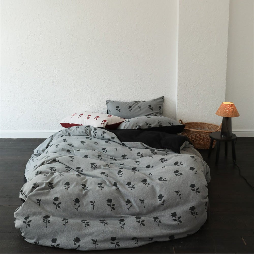 - Ever Lasting - Nadia Floral Jacquard Bedding Set / Red - Bedding Set - Ever Lasting