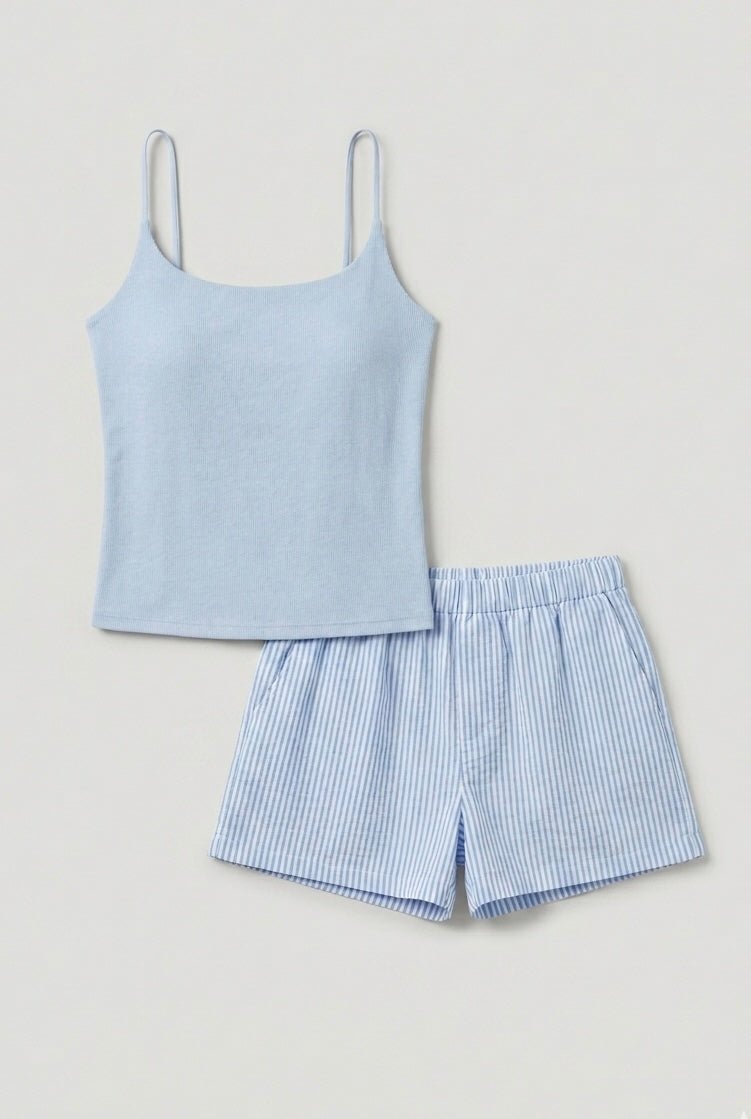 -Ever Lasting - Nerelle Sleeveless & Shorts Pajama Set / Green -Pajamas -Ever Lasting