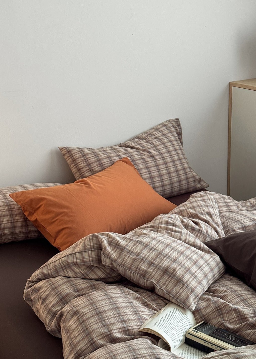 - Ever Lasting - Nerina Gingham Bedding Set / Orange - Bedding Set - Ever Lasting