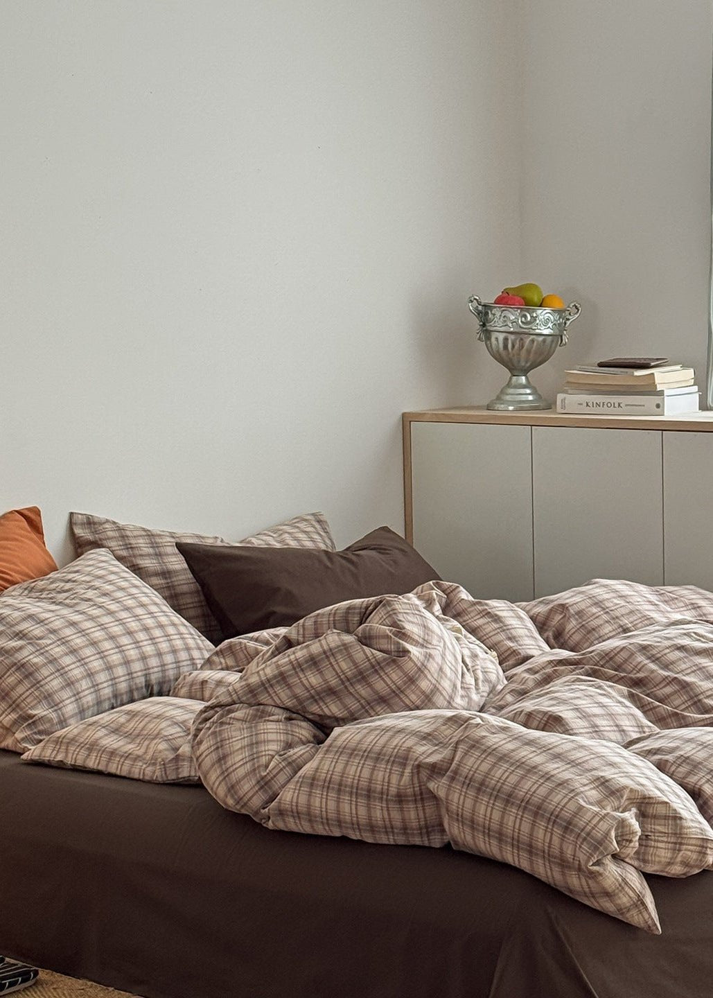 - Ever Lasting - Nerina Gingham Bedding Set / Orange - Bedding Set - Ever Lasting