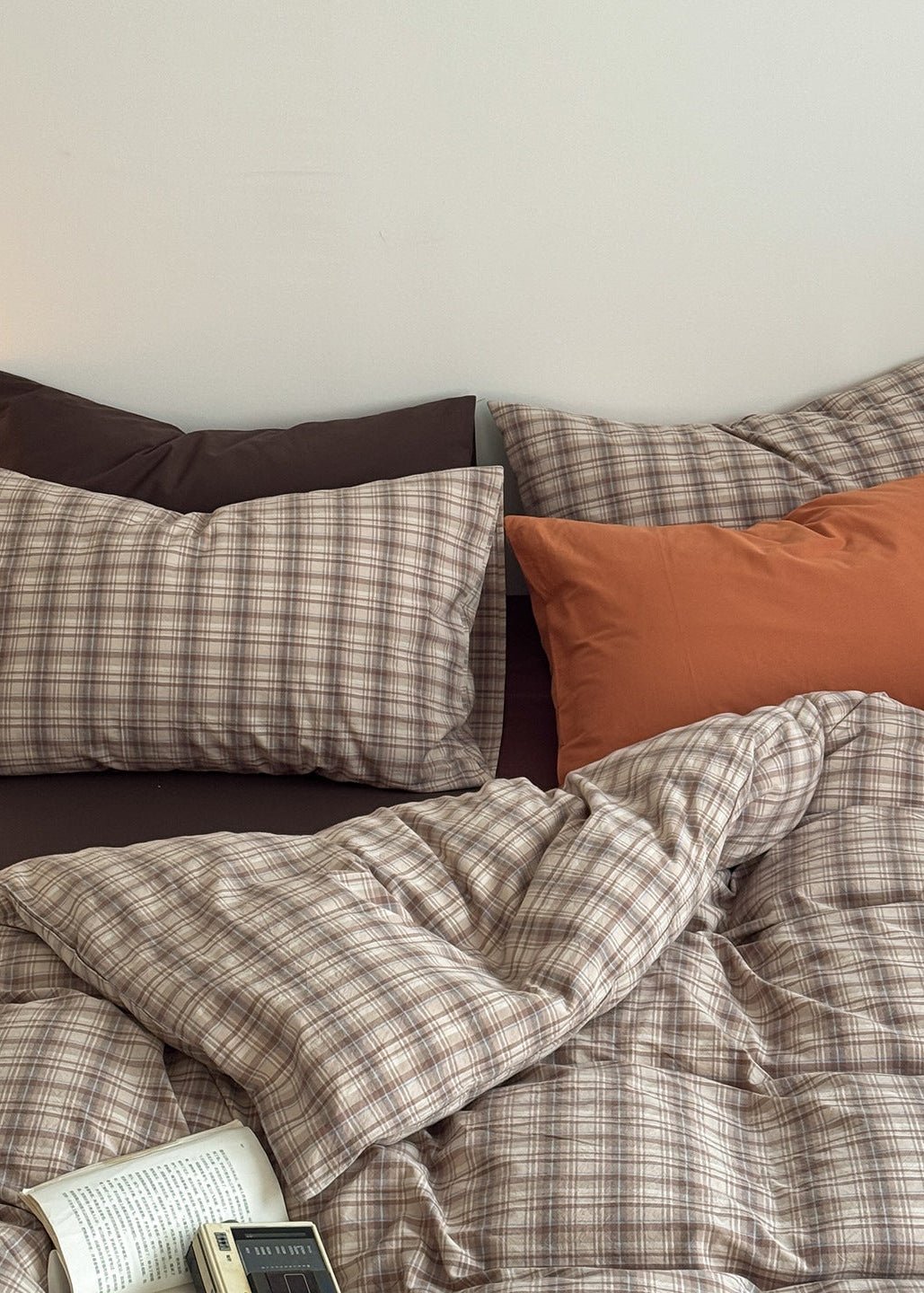 - Ever Lasting - Nerina Gingham Bedding Set / Orange - Bedding Set - Ever Lasting