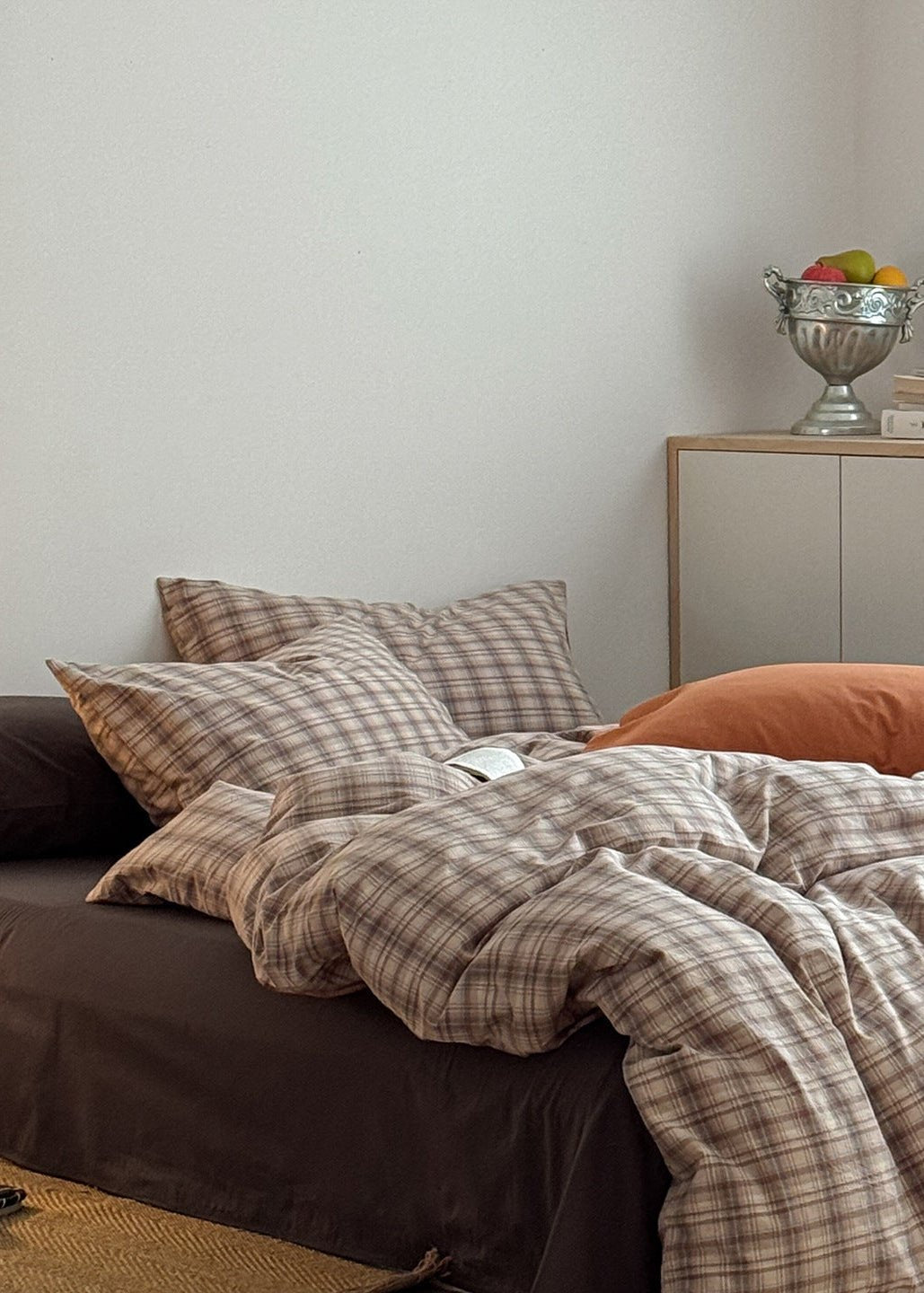 - Ever Lasting - Nerina Gingham Bedding Set / Orange - Bedding Set - Ever Lasting