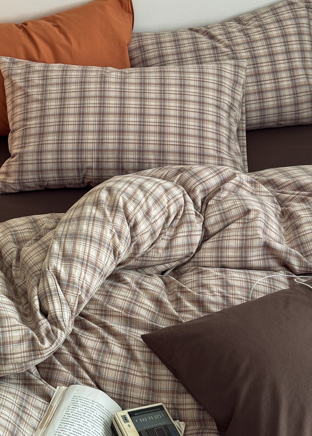 - Ever Lasting - Nerina Gingham Bedding Set / Orange - Bedding Set - Ever Lasting