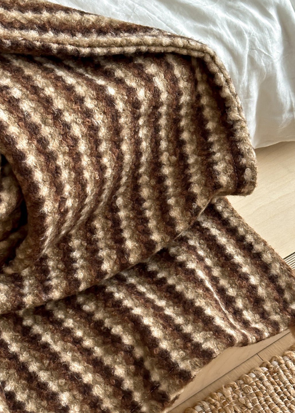 - Ever Lasting - Noelle Driftwood Stripe Velvet Throw / Green - Blanket - Ever Lasting