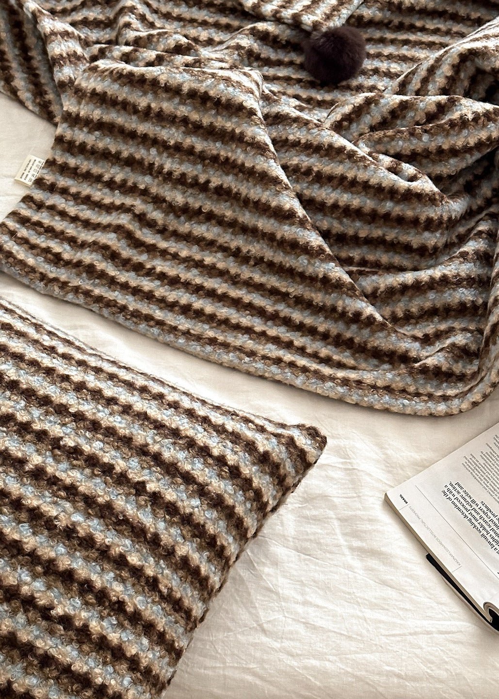 - Ever Lasting - Noelle Driftwood Stripe Velvet Throw / Green - Blanket - Ever Lasting