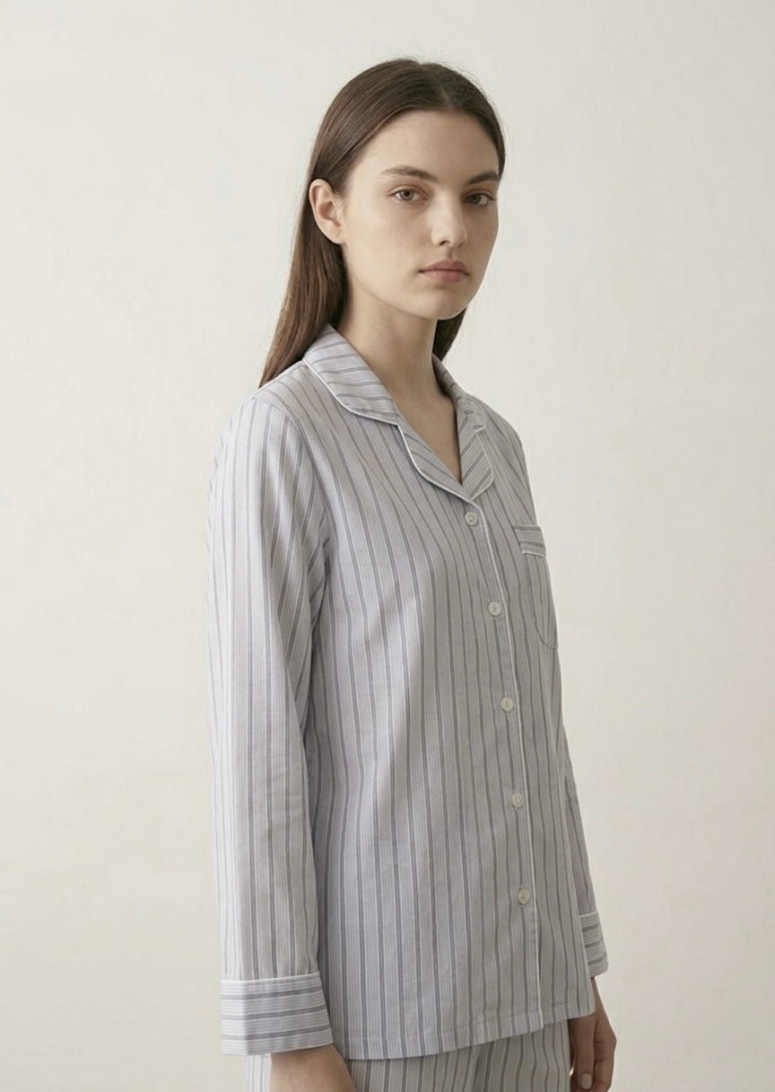 - Ever Lasting - Nyelle Double Gauze Striped Pajama Set / Blue - Pajamas - Ever Lasting