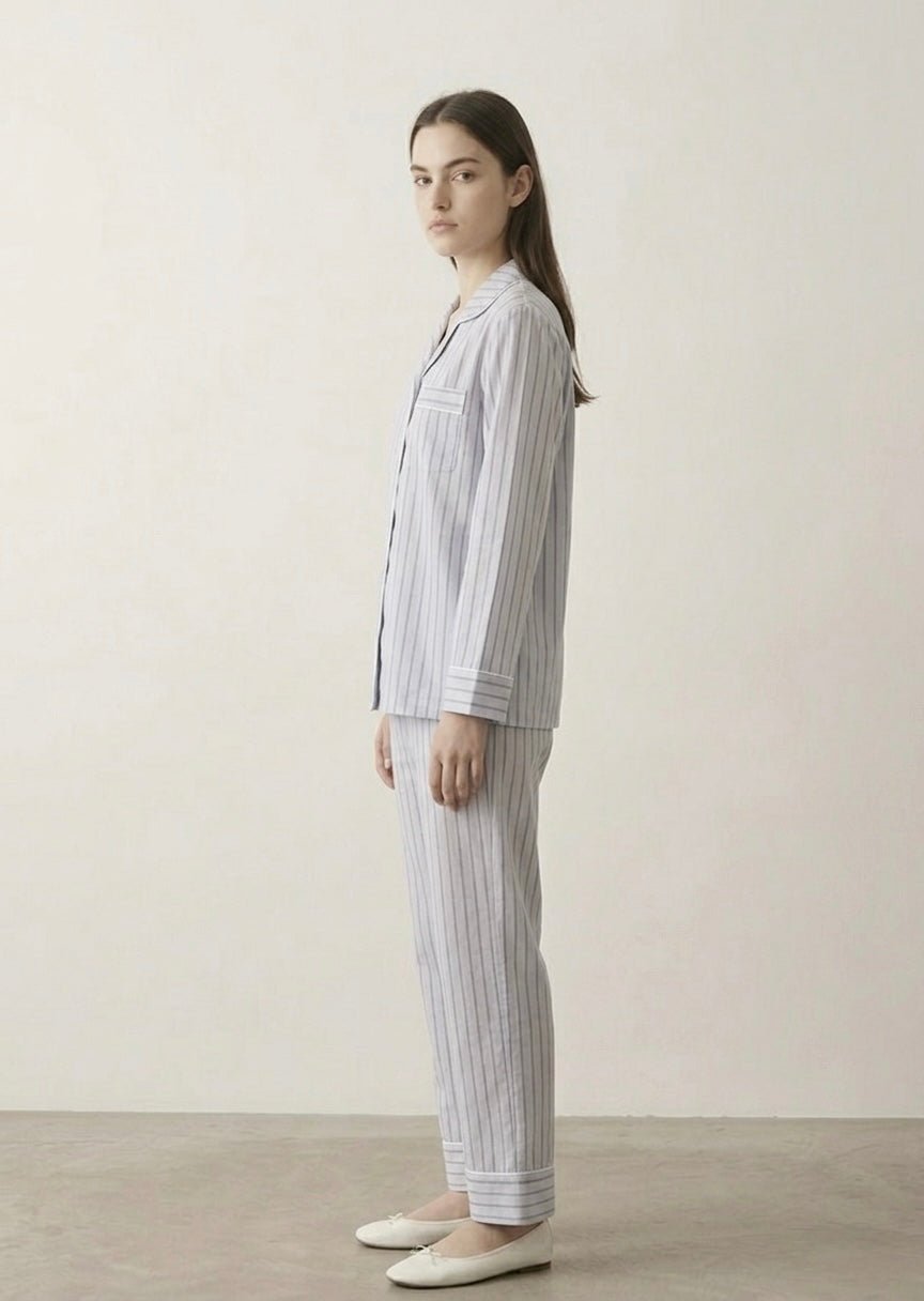 - Ever Lasting - Nyelle Double Gauze Striped Pajama Set / Blue - Pajamas - Ever Lasting
