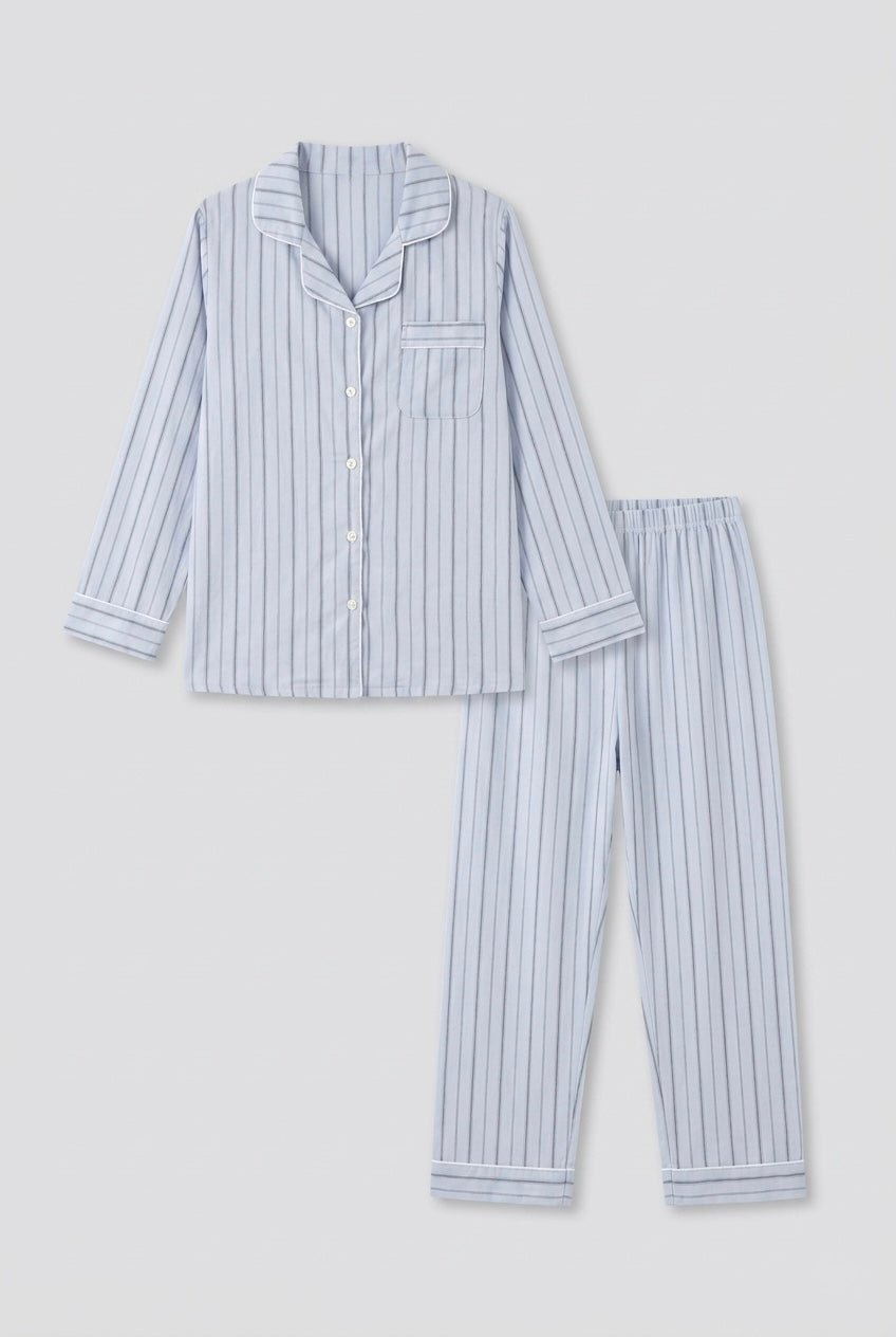 - Ever Lasting - Nyelle Double Gauze Striped Pajama Set / Blue - Pajamas - Ever Lasting