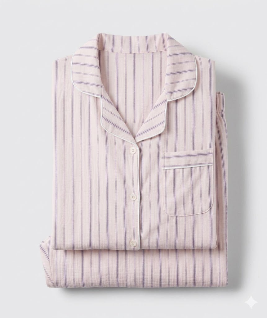 - Ever Lasting - Nyelle Double Gauze Striped Pajama Set / Pink - Pajamas - Ever Lasting