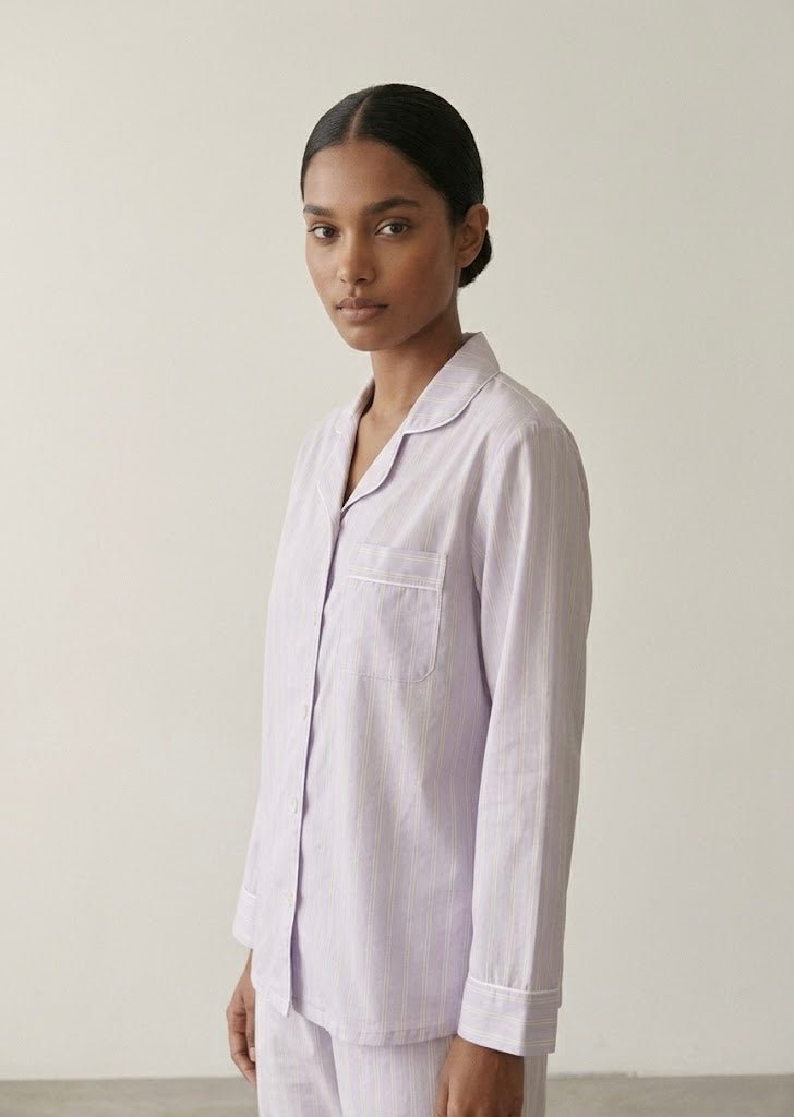 - Ever Lasting - Nyelle Double Gauze Striped Pajama Set / Purple - Pajamas - Ever Lasting