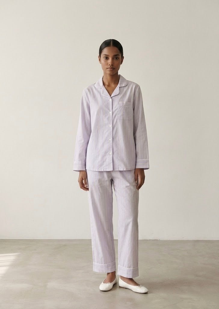 - Ever Lasting - Nyelle Double Gauze Striped Pajama Set / Purple - Pajamas - Ever Lasting