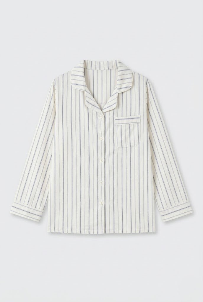 - Ever Lasting - Nyelle Double Gauze Striped Pajama Set / White - Pajamas - Ever Lasting