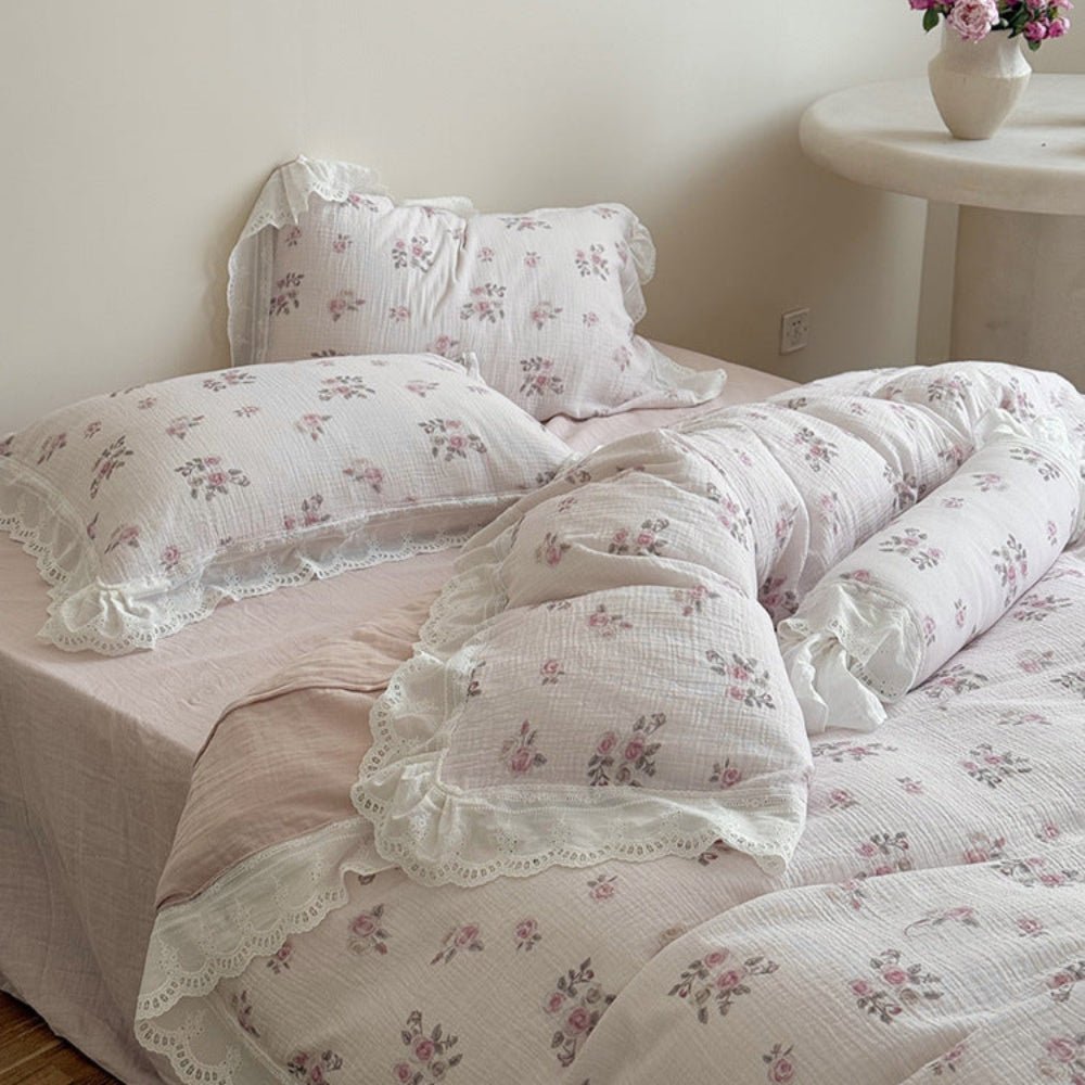 Odette French Floral Lace Ruffle Bedding Set / Purple - Ever Lasting
