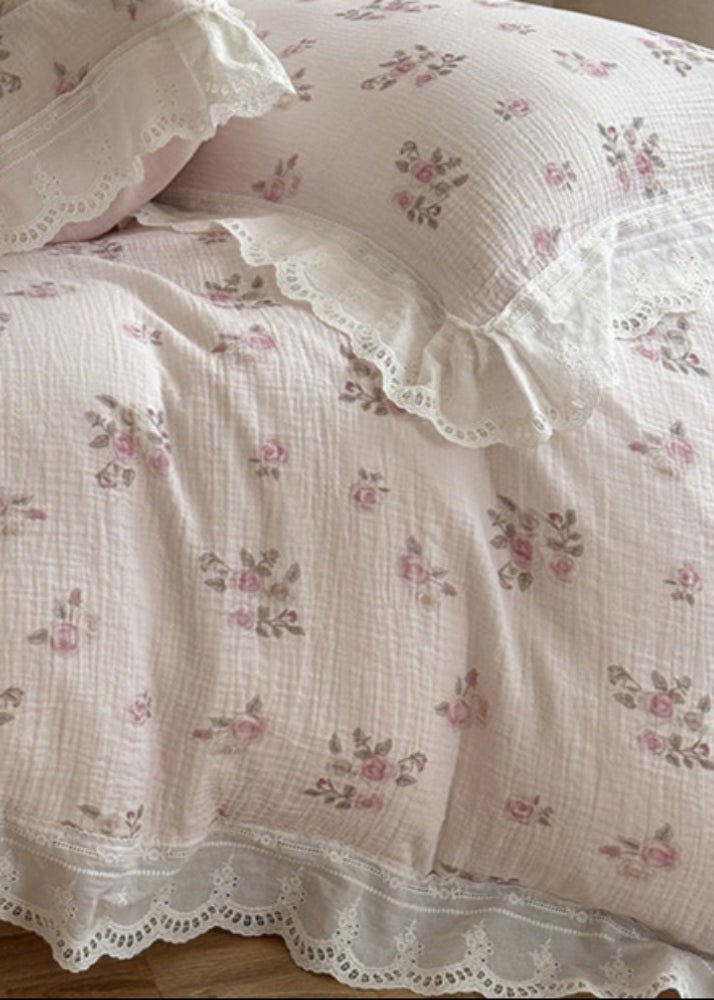 Odette French Floral Lace Ruffle Bedding Set / Purple - Ever Lasting