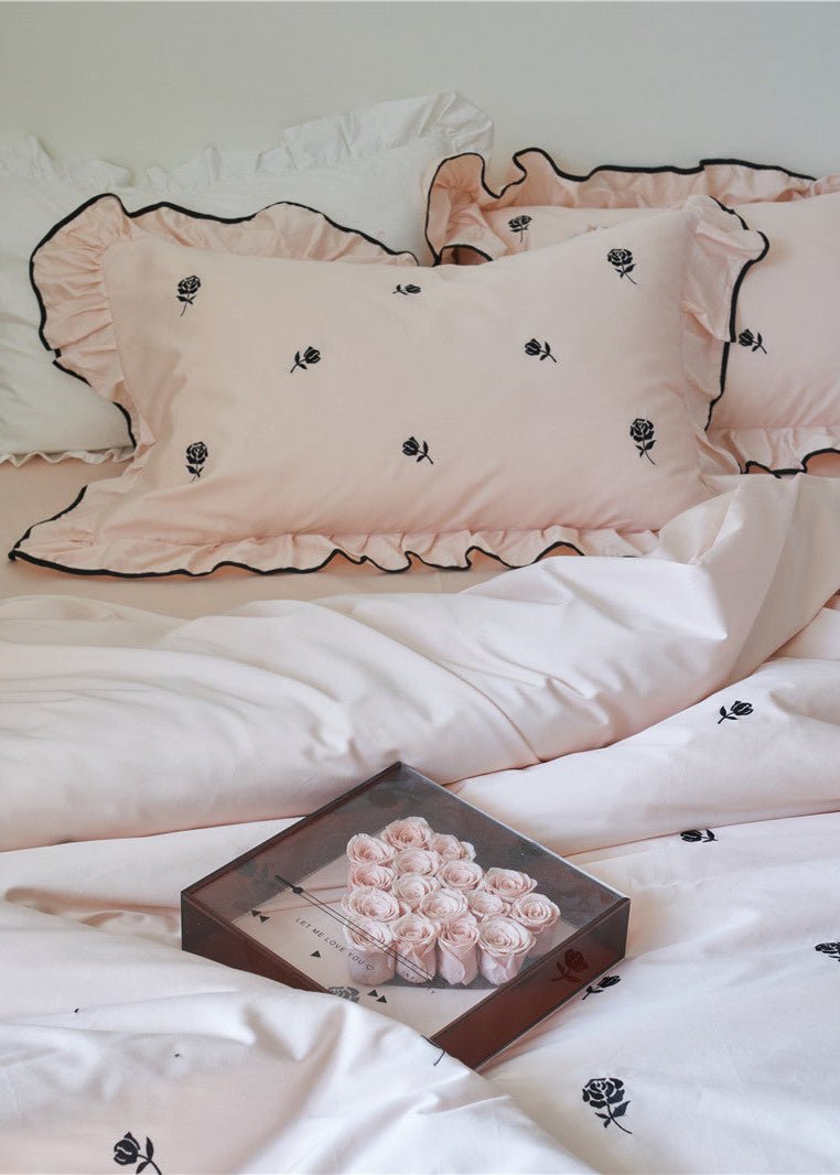 - Ever Lasting - Opal Floral Ruffle Lace Bedding Set / Purple - Bedding Set - Ever Lasting