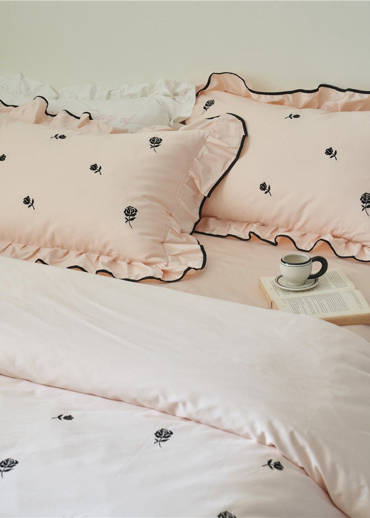 - Ever Lasting - Opal Floral Ruffle Lace Bedding Set / Purple - Bedding Set - Ever Lasting