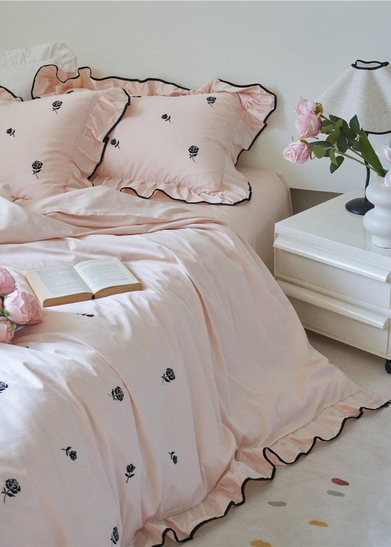 - Ever Lasting - Opal Floral Ruffle Lace Bedding Set / Purple - Bedding Set - Ever Lasting