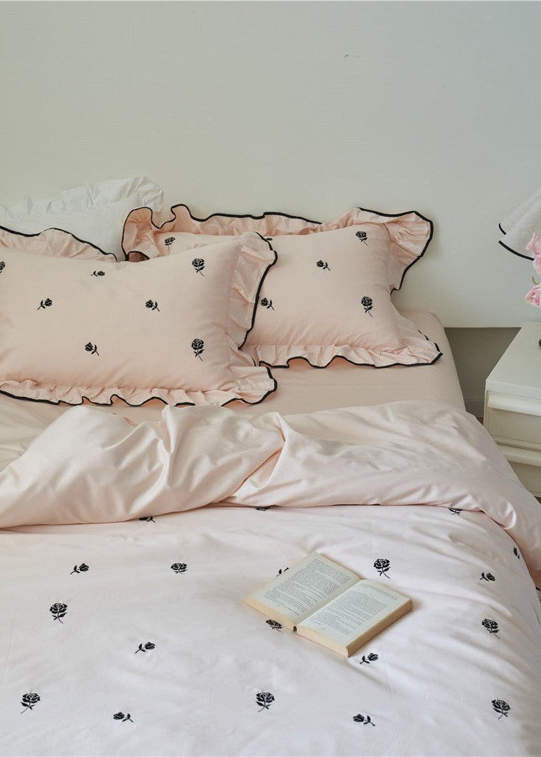 - Ever Lasting - Opal Floral Ruffle Lace Bedding Set / Purple - Bedding Set - Ever Lasting