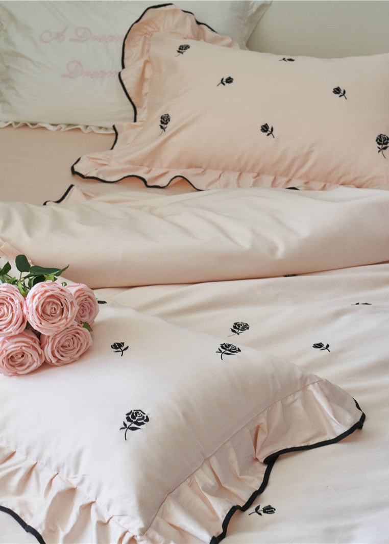 - Ever Lasting - Opal Floral Ruffle Lace Bedding Set / Purple - Bedding Set - Ever Lasting